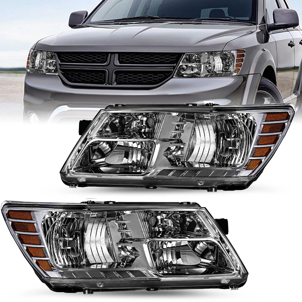 For 2009-2019 Dodge Journey Halogen Headlight Smoke Amber Corner Headlamps 2PCS Foto 1 de 4