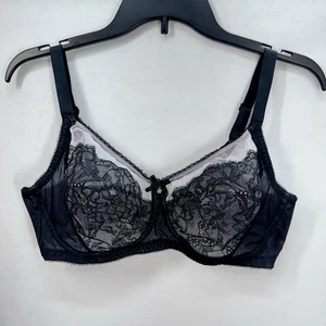 Wacoal Retro Chic BH ohne Bügel ungefüttert Gr.38C schwarz Spitze Netz Schleife 852186 - Bild 1 von 8
