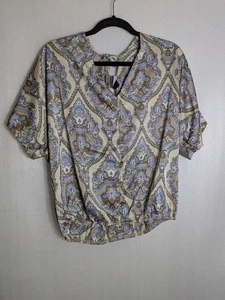 Top Daytrip raso dolmon blu tortora scollo a V manica corta donna taglia large - Foto 1 di 8