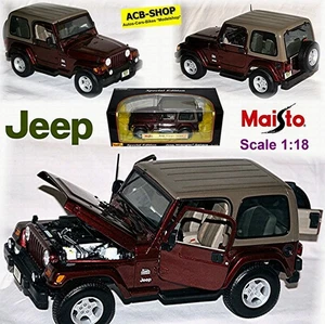 Jeep Wrangler Sahara Model TJ 1996-2006 Dark Red Metallic 1:18 Maisto 31662 - Picture 1 of 12