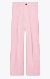 NWT Zara Pleated Pants Pink Wide-Leg Trousers - Picture 1 of 7