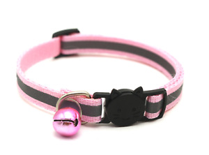 Reflective Breakaway Nylon Cat Safety Collar with Bell for Cat Kitten adjustable