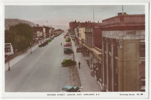 1930's Kamloops, B.C., Canada - REAL PHOTO Main Street - Vintage Postcard - Picture 1 of 2