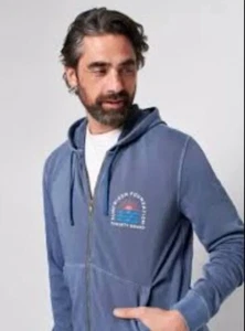 ¡RARO! Sudadera con capucha con cremallera completa para hombre azul marino descolorido - Imagen 1 de 6