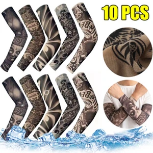 10 PCS Tattoo Cooling Arm Sleeves Cover Basketball Golf Sport UV Sun Protection - Picture 1 of 12