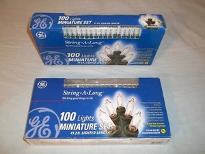 Vintage Posten 2 NEUE GE STRING-A-LONG WEIHNACHTEN 100 KLARE MINIATURLICHTERKETTEN-SETS - Bild 1 von 6