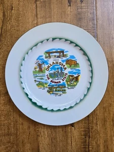 VTG RARE State of Oklahoma Travel Souvenir Ceramic Plate 10 1/4" Hand Painted - Picture 1 of 6