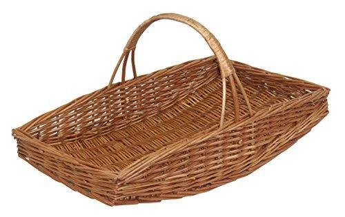 Oblong Wicker Willow Garden Trug Basket Strong Brown Large - Image 1 of 1