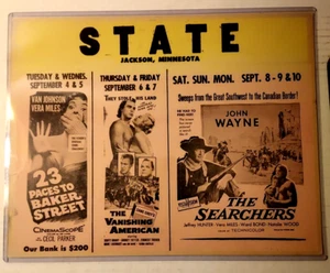 Tarjeta de vestíbulo original del teatro estatal / John Wayne "The Searchers" - Imagen 1 de 2