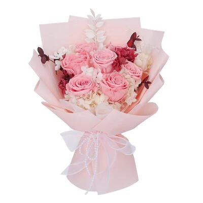 Ramo de Flores Conservadas Navidad Rosa Flores con Caja de Regalo Larga Duración 3... Foto 1 de 4