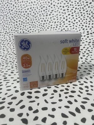 GE LED Light Bulbs 40 Watt Soft White CA11 Bulbs E12 Candelabra Base 4pk *NEW* - Image 1 of 4