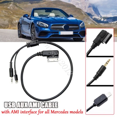Adaptador de cabo de áudio interface AUX música AMI MDI carro USB MF para Mercedes Benz EUA - Imagem 1 de 4