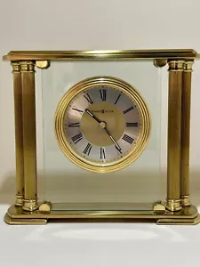Howard Miller 613-627 Athens Solid Brass and Beveled Glass Table Clock - Picture 1 of 11