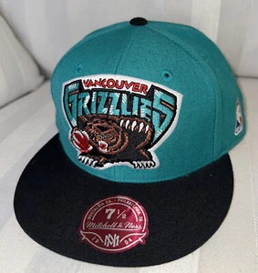 NEW Vancouver Grizzlies NBA Team Fitted HWC 7 1/2 Mitchell & Ness Teal/black hat - Picture 1 of 8