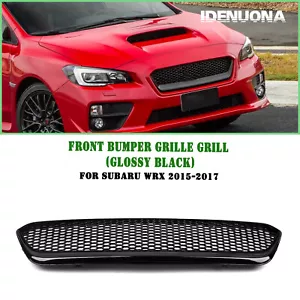 Gloss Black Front Bumper Grille Mesh Grill Fit For Subaru WRX 2015-2017 2016 - Picture 1 of 13