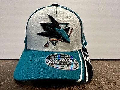 San Jose Sharks zephyr cap hat white teal size s - Image 1 of 2