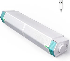 PC Computer Lautsprecher Soundbar Monitor Boxen Box Bluetooth USB RGB Weiß B335 - Bild 1 von 9