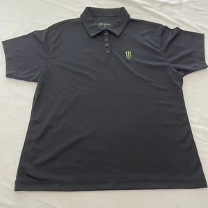 Official Monster Energy Drink Black Short Sleeve Polo Shirt Womens Size Large - Picture 1 of 7