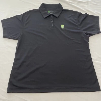 Official Monster Energy Drink Black Short Sleeve Polo Shirt Womens Size Large - Image 1 of 4