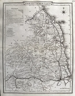 1804 (1858) Antique Map; Northumberland by Cole from Railway & Pedestrian Atlas - Image 1 of 2
