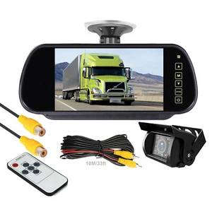 7" Rear View Mirror Monitor Parking Backup Reversing Camera 12-24v For Car Truck - Picture 1 of 12