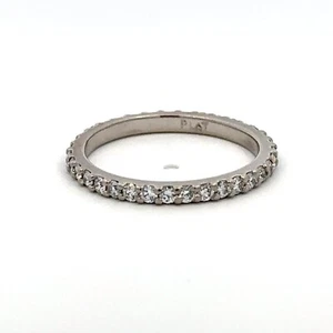 Platinum Diamond Share Prong Eternity Band Ring Size 6.5 - J232 - Picture 1 of 9