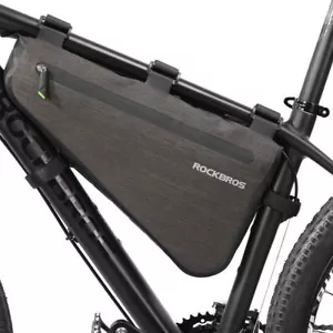 RockBros Waterproof Bag Triangle Capacity Cycling Tube Frame Bag Black Gold 8L - Picture 1 of 10
