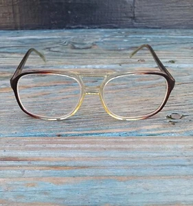 Vtg Clear Brown Translucent Double Bridge Aviator Bifocal Eye Glasses Frames - Picture 1 of 18