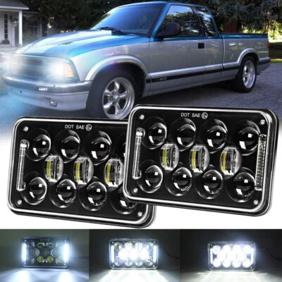 Pair 4x6" Inch LED Headlights Hi/Lo Beam With DRL For Chevy S10 1994-1997 Blazer - Image 1 of 4