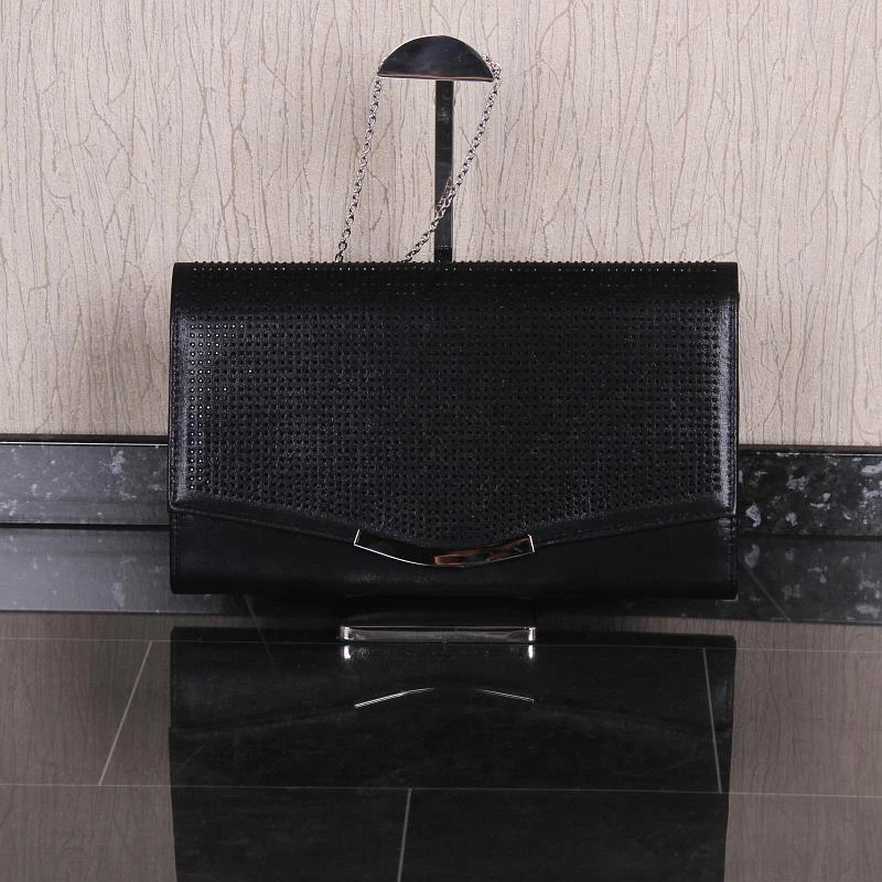 MUSE Große Clutch Handtasche mit Glitzer und Kette Schwarz Einheitsgröße #AC814