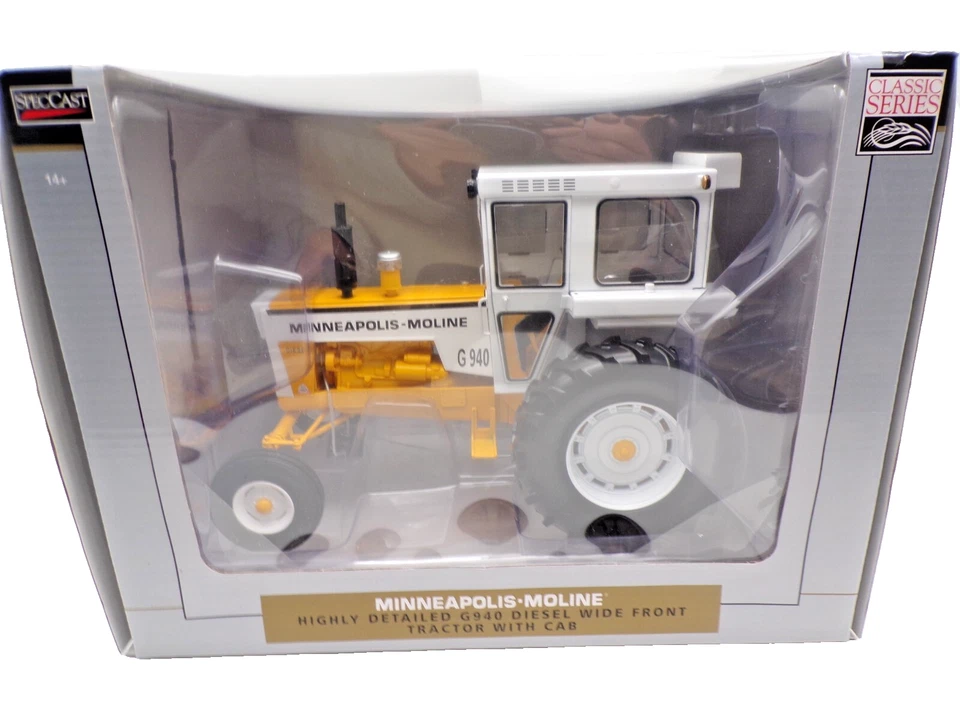 Minneapolis Moline G940 WF Tractor W/cab Yellow 1/16 Diecast by SpecCast Sct778