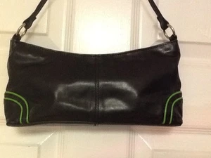 Cartera Bolso de Mano Wilson Cuero Arce Negro Verde Borde Pequeño H5 - Imagen 1 de 8