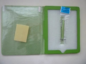 APPLE IPAD LEATHER GREEN CASE BRAND NEW STAND STYLUS PEN SCREEN PROTECTOR WIPE - Picture 1 of 3