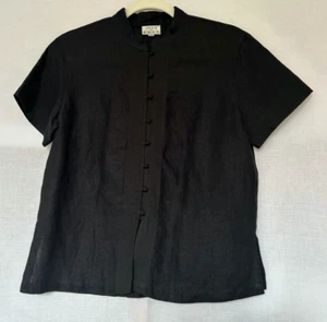ANOKHI for EAST Bluse Top 14 Kurzarm schwarz Leinen durchgeknöpft Style - Bild 1 von 14