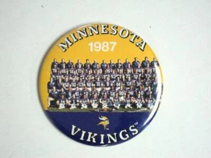 1987 Minnesota Vikings Team Photo 3" Pin Button *nice * - Picture 1 of 1