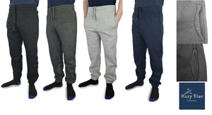 Hazy Blue Bolt Mens Joggers Cuffed Sweatpants Gym Fleece Bottoms Trousers