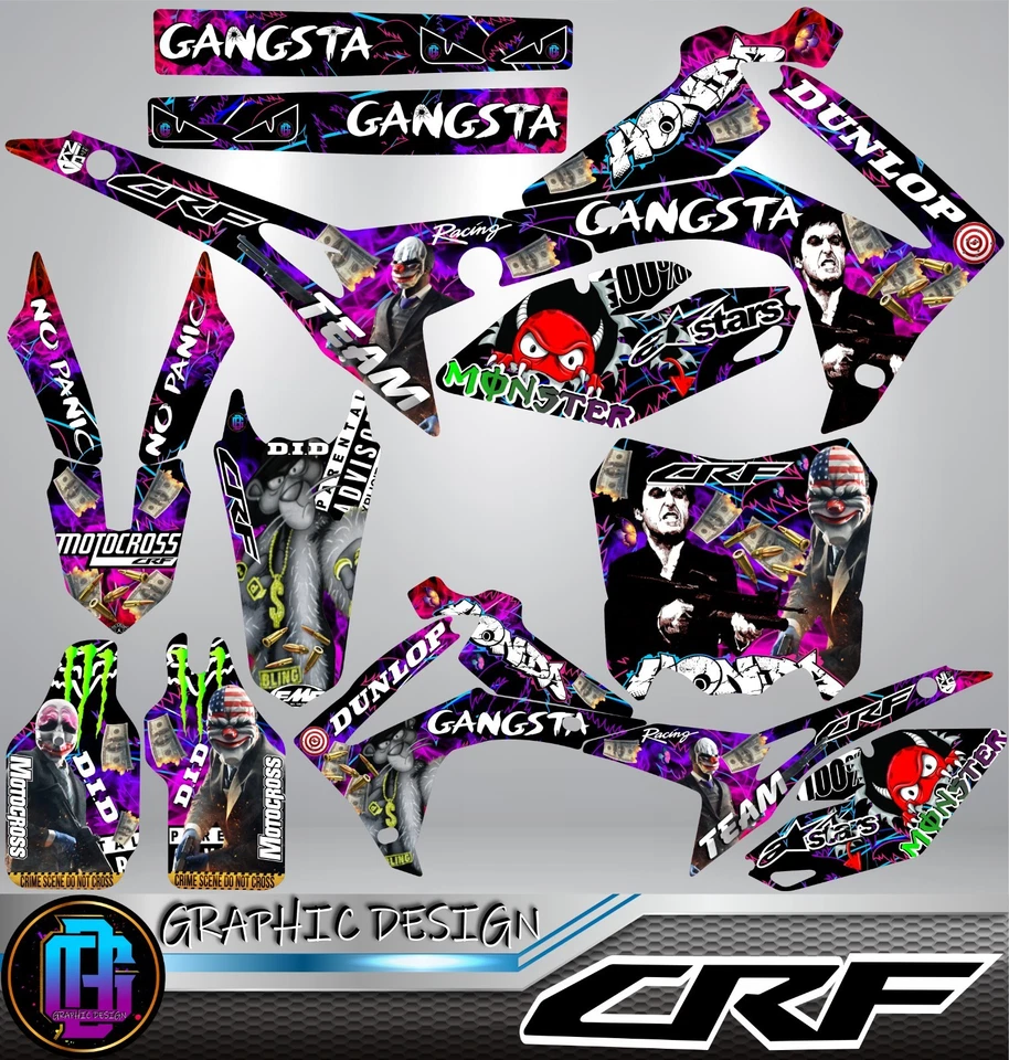 Kit Gráficos Calcomanías Pegatinas Honda CRF 450R 2013-2016 CRF 250R 2014-2017  Foto 1 de 2