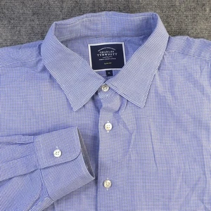 Camicia Charles Tyrwhitt XL slim fit blu geometrica manica lunga con bottoni - Foto 1 di 9