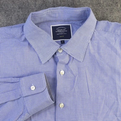 Camisa Charles Tyrwhitt XL Calce Ajustado Azul Geométrica Manga Larga Abotonada Foto 1 de 4