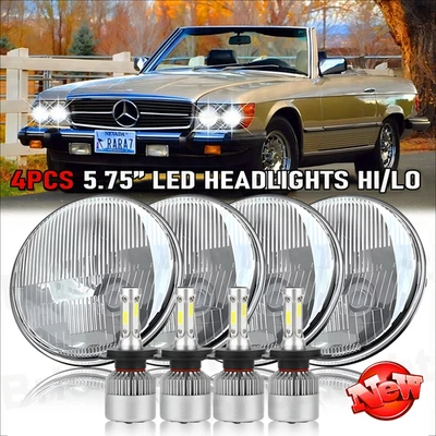 4 peças 5,75" faróis de LED brilhantes feixe Hi-Lo para Mercedes-Benz 380SL 450SL 560SL - Imagem 1 de 4