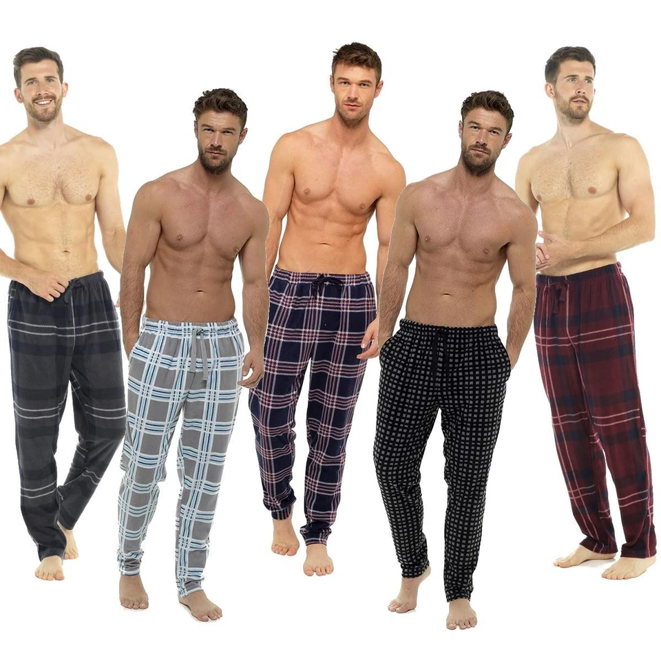 Mens Fleece Pyjama Bottoms Check Lounge Pants S M L XL XXL - Image 1 of 1