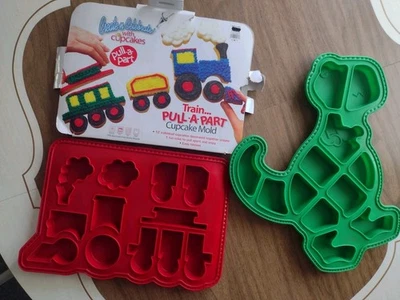 Silicone Pull Apart Cupcake Molds Train Dinosaur - Image 1 of 2
