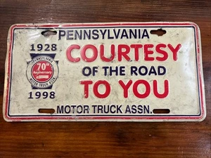 98 Pennsylvania Motor Truck Assn Courtesy Of The Road License Plate 1998 - Picture 1 of 7