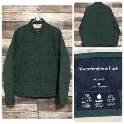 Abercrombie Fitch Chaqueta Bomber Puffer Calce Relajado Para Hombre’s M Verde Cremallera Completa A Presión Foto 1 de 4