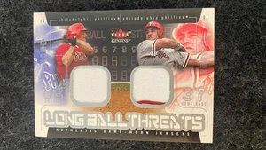 2003 Fleer Genuine Longball Threats Dual GU Jersey Card Jim Thome Pat Burrell - Picture 1 of 1