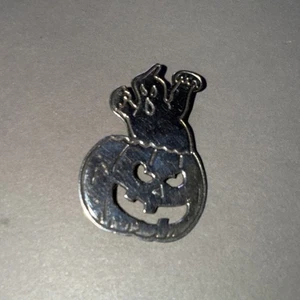 Halloween Anstecknadel Brosche Anhänger Mexikanisch .925 Sterling Silber Jack-O-Laterne & Geist - Bild 1 von 4