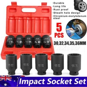 5PCS 1/2" Drive Deep Impact Axle Hub Nut Hex Socket Set 30mm 32mm 34mm 35mm 36mm - Picture 1 of 12