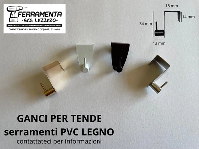 GANCI DI SUPPORTO Senza Forare INFISSI PVC LEGNO Bacchette Bastoni Tende METALLO - Immagine 1 di 4