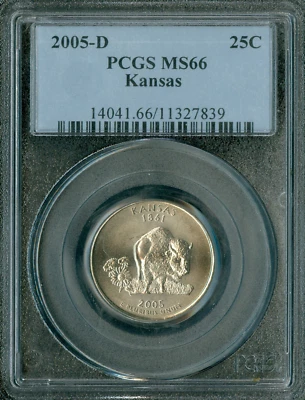 2005 D KANSAS QUARTER PCGS MS66 . - Image 1 of 2