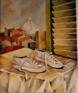 FRANCESCO TOMEI olio su tela  60 X 50 "DALLA FINESTRA" CON CORNICE - Foto 1 di 2